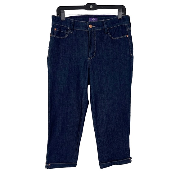 NYDJ Lift Tuck Technology Crop Jeans Size 6 Dark Wash - Picture 1 of 11